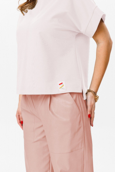 Демисезонный комплект из трикотажа и эко-кожи изящный стиль Anastasia 979 пыльная_роза - фото 3