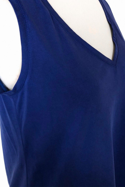 Блуза прямого силуэта из трикотажа с воротом «V» AG Green G174/3 синий - фото 3