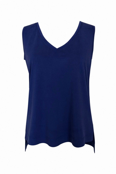 Блуза прямого силуэта из трикотажа с воротом «V» AG Green G174/3 синий - фото 2