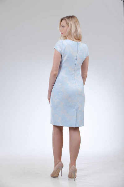 Платье из текстиля с складками и вытачками, короткий рукав Sharm-Art 669/1 голубой - фото 2