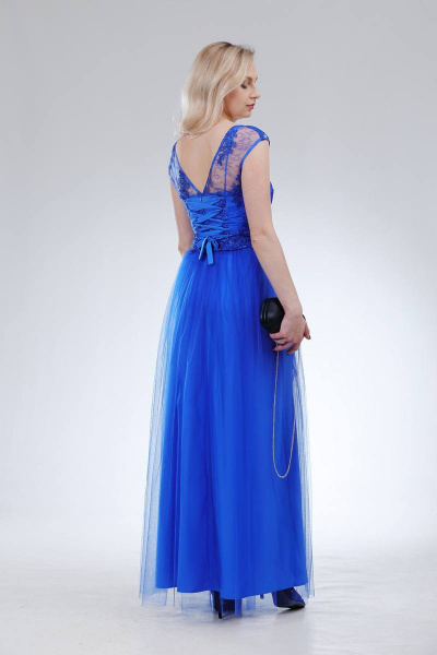 Платье с кружевным лифом, многослойная юбка и шнуровка на спинке Sharm-Art 1030 василек - фото 2
