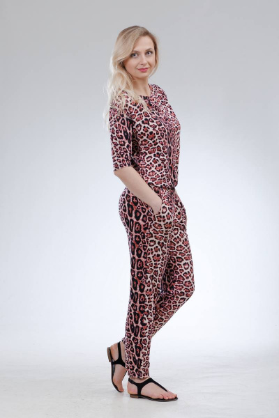 Красный демисезонный комбинезон с свободными брюками Sharm-Art 977/1 - фото 2