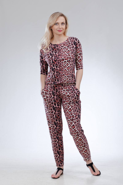 Красный демисезонный комбинезон с свободными брюками Sharm-Art 977/1 - фото 1