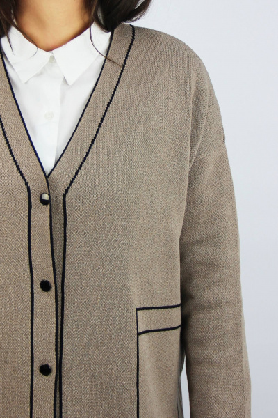 Жакет вязаное из трикотажа с карманами и спущенным плечом Полесье С2757-22 3С3065-Д43 158,164 св.дюна - фото 3