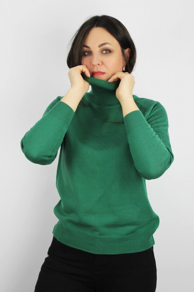 Зеленый свитер реглан с коротким рукавом и высоким воротником Полесье С3433-17 7С1582-Д43 158,164 листва - фото 1