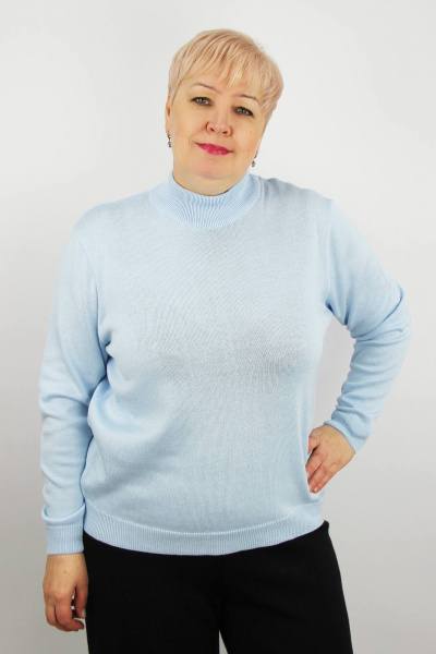 Голубой свитер с длинным рукавом и прикеттлёванной стойкой Полесье С3632-21 1С1230-Д43 158,164 кристально-голубой - фото 1