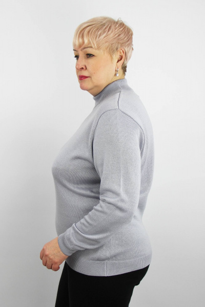 Серый свитер из трикотажа с длинным рукавом и высоким воротником Полесье С3632-21 1С1230-Д43 158,164 сиренево-серый - фото 2