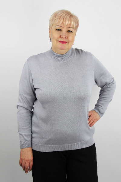 Серый свитер из трикотажа с длинным рукавом и высоким воротником Полесье С3632-21 1С1230-Д43 158,164 сиренево-серый - фото 1
