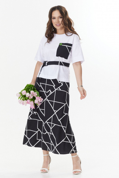 Блуза, юбка Магия моды 2399 белый-черный - фото 1
