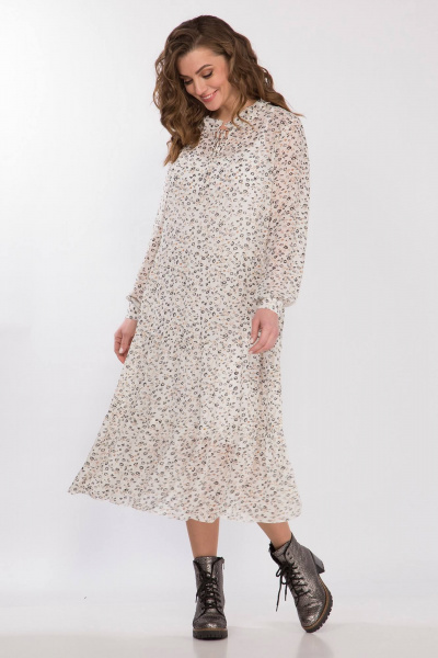 Демисезонное платье-комбинация из шифона и текстиля Matini 1.1590/1 мололко - фото 1