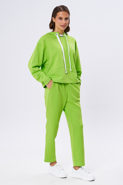 Брюки и джемпер в стиле casual из трикотажного футера KaVaRi 8025.1 салатовый - фото 5