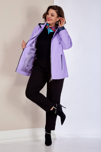 Демисезонная легкая плащевка куртка с съемным капюшоном Shetti 2143 фиалка - фото 7