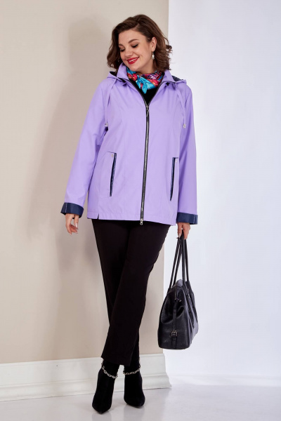 Демисезонная легкая плащевка куртка с съемным капюшоном Shetti 2143 фиалка - фото 5