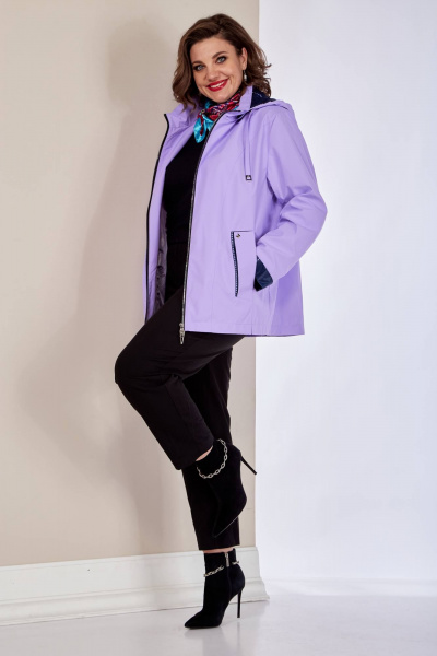Демисезонная легкая плащевка куртка с съемным капюшоном Shetti 2143 фиалка - фото 2