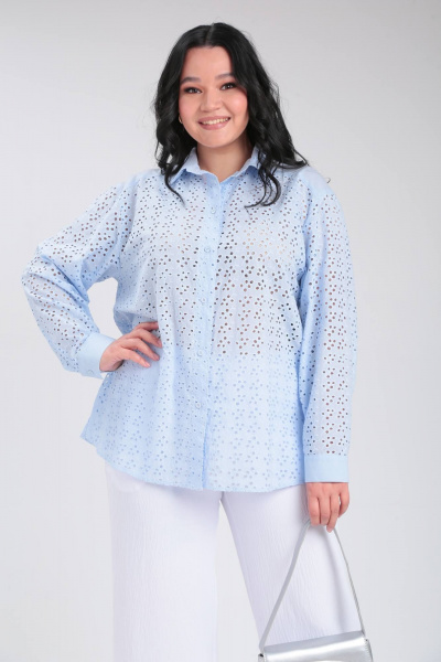 Блуза из хлопка с разрезами, свободный стиль Lady Secret 0202 небесно-голубой - фото 1