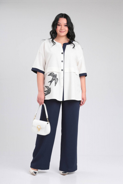 Блуза, брюки Lady Secret 2943 молочный+синий - фото 6