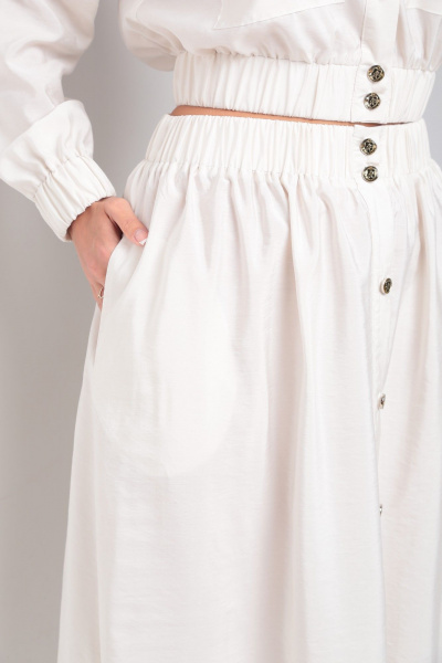 Костюм из вискозы с юбкой и блузой в стиле casual Takka Plus 23-182 жемчуг - фото 9