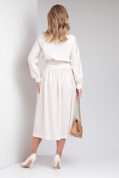 Костюм из вискозы с юбкой и блузой в стиле casual Takka Plus 23-182 жемчуг - фото 5