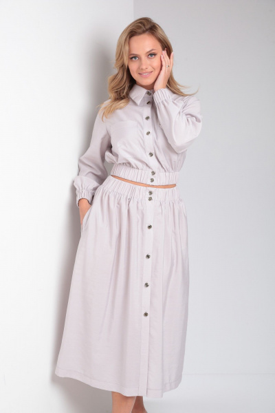 Костюм из вискозы с юбкой и блузой для ежедневных образов Takka Plus 23-182 галиотис - фото 11