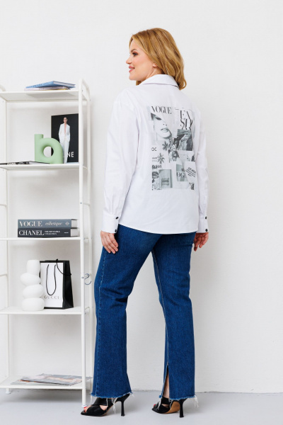 Блуза полуприлегающего силуэта из хлопка с авторским принтом BRELA 2344 белый - фото 10