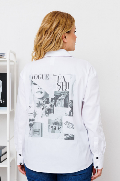 Блуза полуприлегающего силуэта из хлопка с авторским принтом BRELA 2344 белый - фото 8