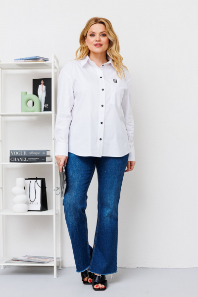 Блуза полуприлегающего силуэта из хлопка с авторским принтом BRELA 2344 белый - фото 4