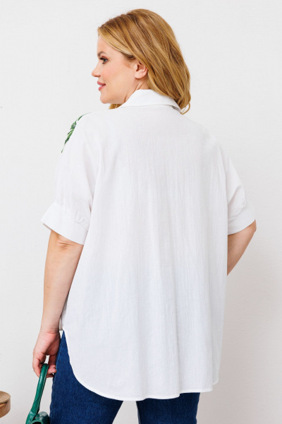 Белая хлопковая блузка с коротким рукавом и яркой вышивкой BRELA 2339 медуза_белый - фото 2