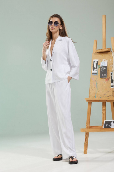 Костюм белый летучая мышь с брюками и жакетом Kaloris 2090 - фото 3