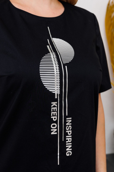 Платье из текстиля с серебряной печатью и молнией на спинке BRELA 2322 печать_серебро_черный - фото 8