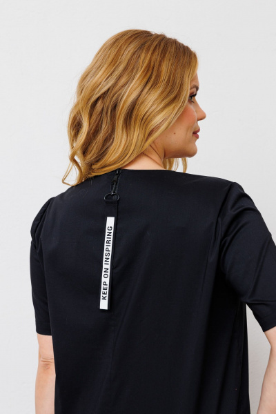 Платье из текстиля с серебряной печатью и молнией на спинке BRELA 2322 печать_серебро_черный - фото 5