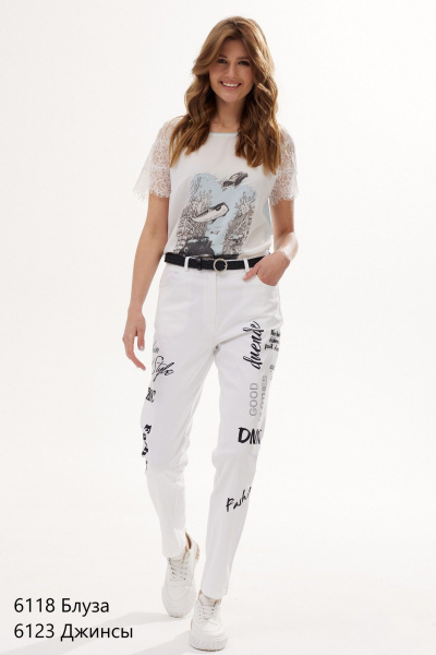 Джинсы с вышивкой на средней посадке NiV NiV fashion 6123 - фото 2