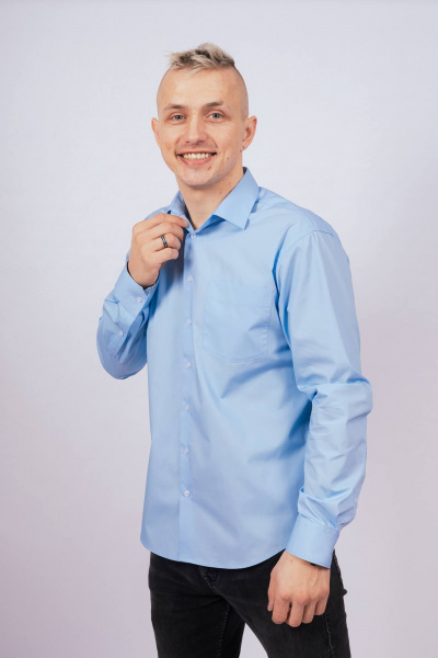 Деловая рубашка с длинным рукавом и классическим воротником Nadex 01-088912/204-24_170 голубой - фото 2