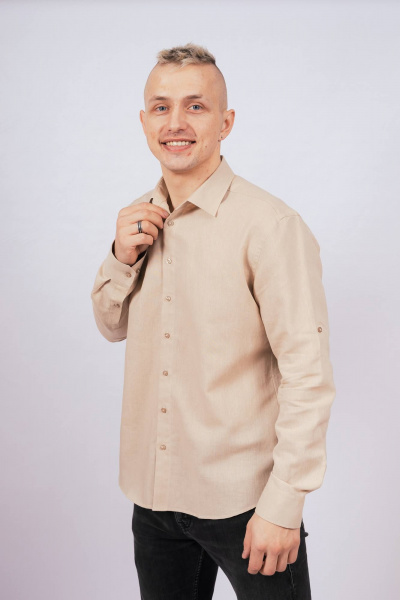 Рубашка из гладкого текстиля с классическим воротником Nadex 01-089231/211-24_182 натуральный - фото 2