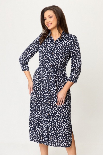 Платье на каждый день из текстиля, длина 121 см DaLi 5678А синее_с_ белым - фото 2