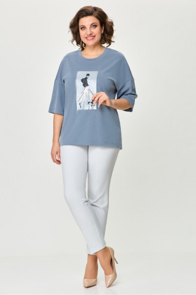 Блуза из трикотажа, летняя, длина 71 см DaLi 5676 - фото 1