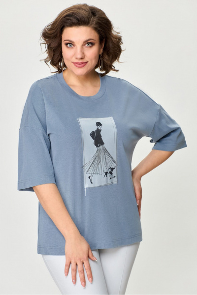 Блуза из трикотажа, летняя, длина 71 см DaLi 5676 - фото 2