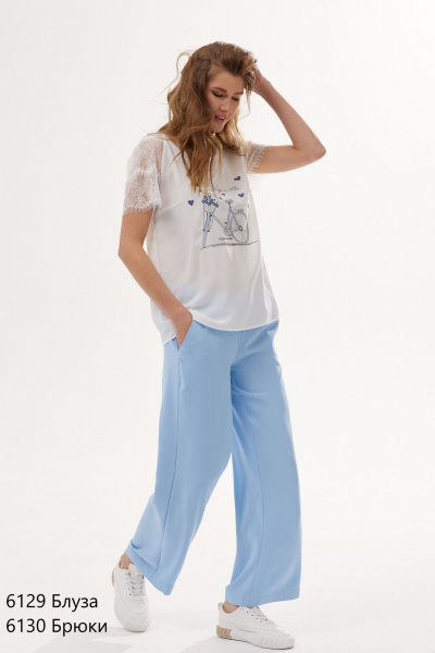 Летние брюки прямого кроя из текстиля с резинкой NiV NiV fashion 6130 - фото 1