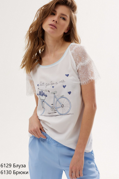 Летние брюки прямого кроя из текстиля с резинкой NiV NiV fashion 6130 - фото 6