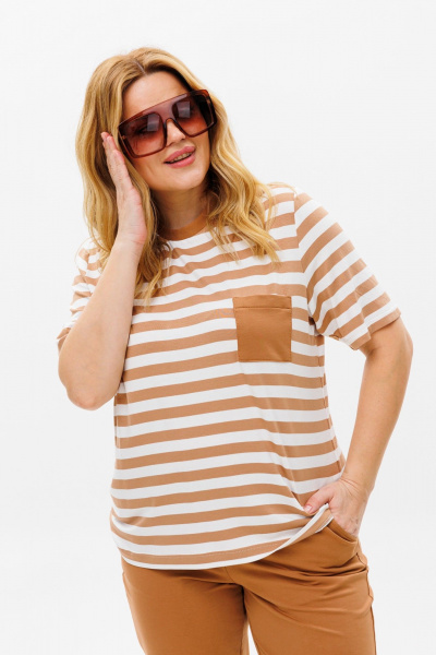 Брюки, футболка Michel chic 1371 бежевый - фото 5