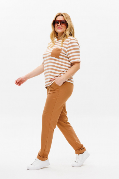 Брюки, футболка Michel chic 1371 бежевый - фото 3
