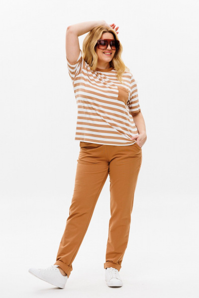 Брюки, футболка Michel chic 1371 бежевый - фото 2