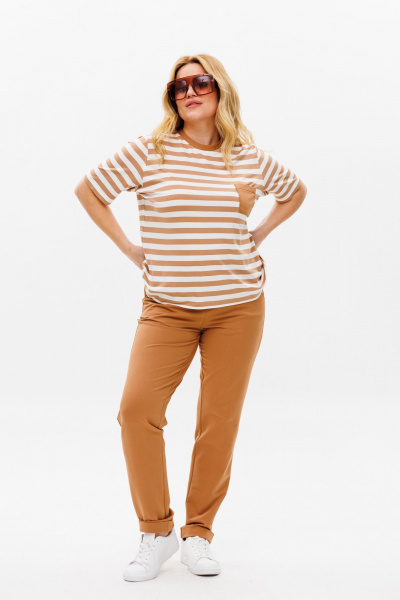 Брюки, футболка Michel chic 1371 бежевый - фото 1