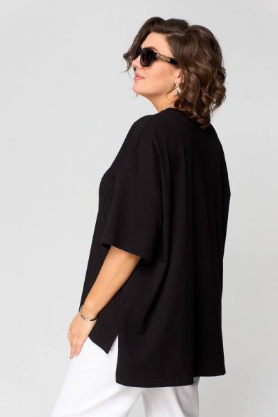 Летняя футболка oversize из хлопка, свободный крой Bliss 179 черный - фото 6