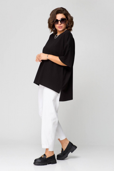 Летняя футболка oversize из хлопка, свободный крой Bliss 179 черный - фото 3