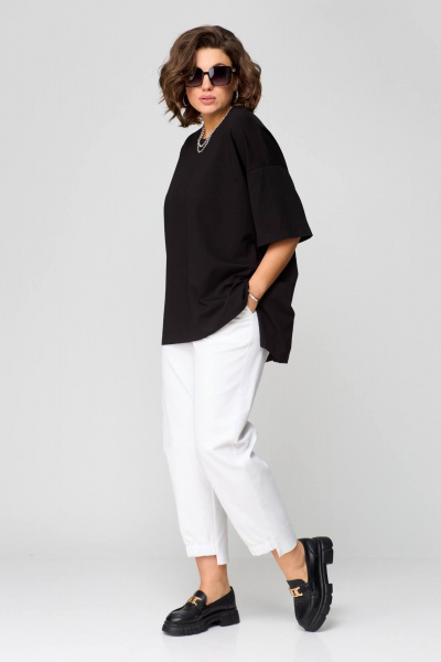 Летняя футболка oversize из хлопка, свободный крой Bliss 179 черный - фото 2