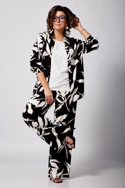 Блуза, брюки, топ VI ORO VR-1123 черный+белый - фото 13