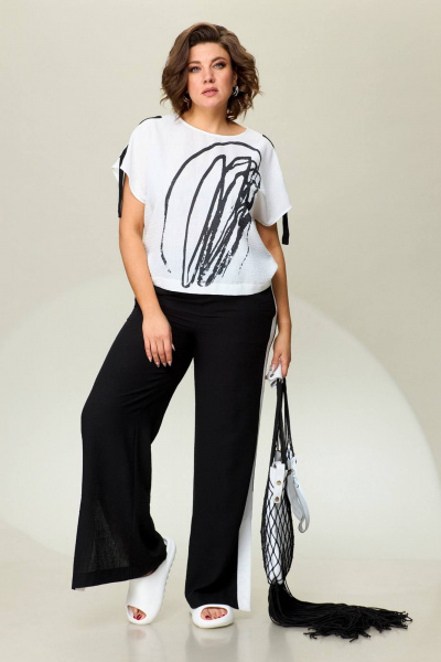 Блуза, брюки INVITE 6054 черный/белый - фото 1