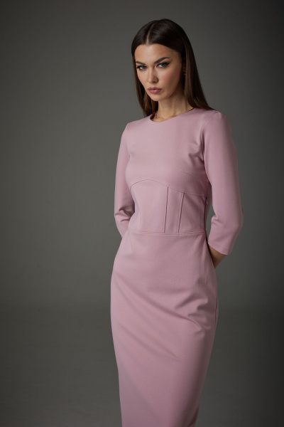 Платье приталенного силуэта из трикотажа с имитацией корсета N.O.W. 1386 - фото 5