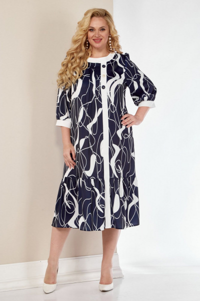 Платье из вискозы с вставкой молочной планки и валаном LIMO GOLD 104 - фото 8