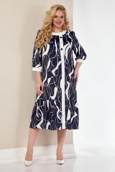 Платье из вискозы с вставкой молочной планки и валаном LIMO GOLD 104 - фото 4